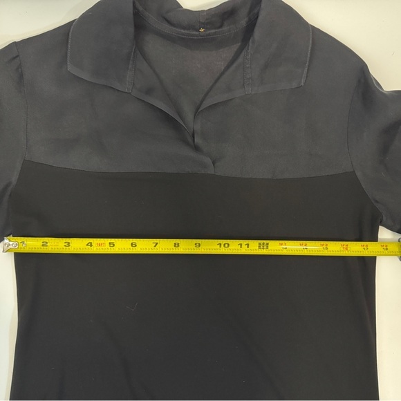 Peter Cohen Black Silk Blend Collared Dress | Minimalist Long Sleeve Dress | Med - Picture 9 of 11